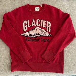 Glacier National Park Red Crewneck Sweatshirt